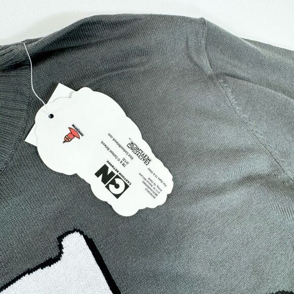 Adventure Time Sweater Mens 2XL Gray Finn Long-Sleeve Crew-Neck Pullover NWT - Picture 3 of 9